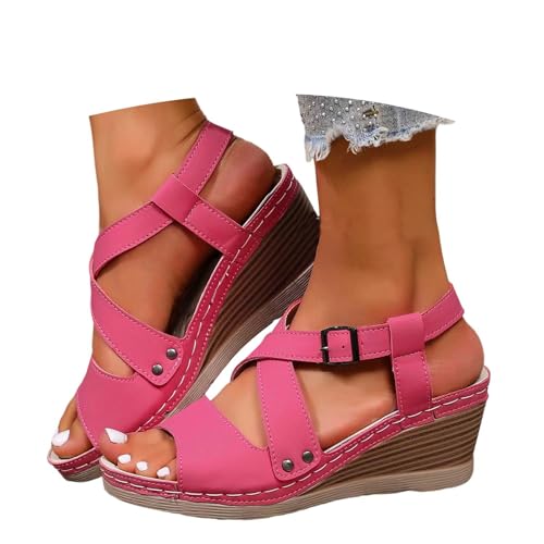 Chaussures à talon compensé femme sandales romaines élégantes et talon bloc de sport