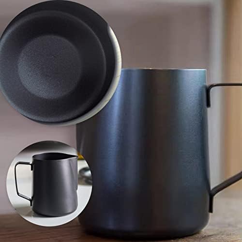 Milk Frothing Jug 350ml Milk Jug Stainless Steel Milk Jug Frothing Pitcher Milk Jug for Coffee Machine Metal Milk Jug 350ml Barista Milk Jug Black