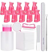 Corconess Nail Polish Remover Kit - 10Pcs Nail Clips,5OZ Acetone Nail Polish Remover Pump Bottle ...