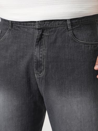 Image of Urbano Plus Men's Loose Baggy Fit Washed Denim Jeans Non-Stretchable