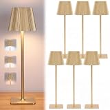 ZeahVeyora 6 Pack LED Cordless Table Lamp Portable Rechargeable Desk Touch Lamp Waterproof 3000mah Battery Operated 3 Color Stepless Dimming Touch Control for Restaurant Bedroom, Classic(Gold)
