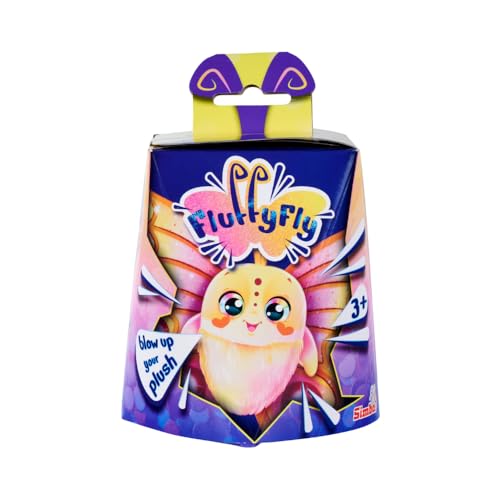 Simba Plüsch Schmetterling Fluffyfly (30 cm) – Aufblasbares Kuscheltier mit Regenbogen-Augen und Überraschungseffekt – Geschenkidee für Kinder – weiches Stofftier ab 3 Jahren für Mädchen und Jungen