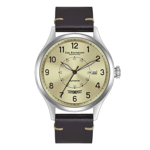 Joh. Rothmann Reloj analógico para hombre japonés automático con correa de cuero marrón 10030147, plata, Correa
