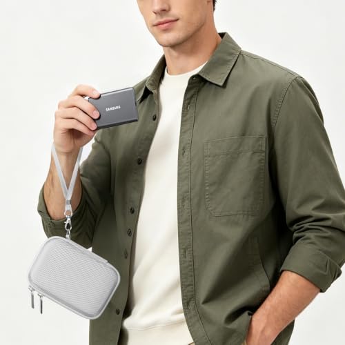 Feacan Étui Rigide pour SSD Externe Portable Samsung T7 / T7 Shield / T7 Touch (500 Go, 1 to, 2 to, 4 to) - USB 3.0 3.2 - Étui de Transport Housse Protection (étui Seul), Gris – vue 7