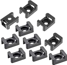 Helonge Cable Tie Mounting,100 Pcs Zip Tie Base,5 mm(M5) Screw Hole, 23x16x9(L*W*H) mm Cord Tie Mount Wire Tie Holder Fix Bottom Wire Management for Home/Office/Outdoor/Garden
