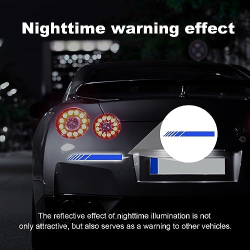 Image of Augeny 2 PCS Car Rear View Mirror Stickers, Waterproof Vinyl Auto Side Rearview Mirror Stripes, Universal Reflective Anti-Collision Striped Warning Decal for Most Vehicles (Blue)