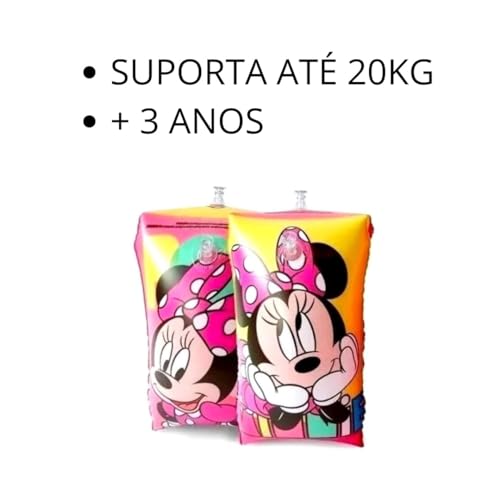 Kit Boia De Braço E Bola Inflável da Minnie Disney Infantil Para Crianças Praia Piscina Verão Férias