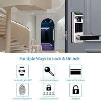 Harfo Fingerprint Door Lock, Heavy Duty Full APP Control Touchscreen Keypad Keyless Lock with Reversible Handle, Perfect for Home/Office/Bedroom Doors (Satin Nickel) — image 3