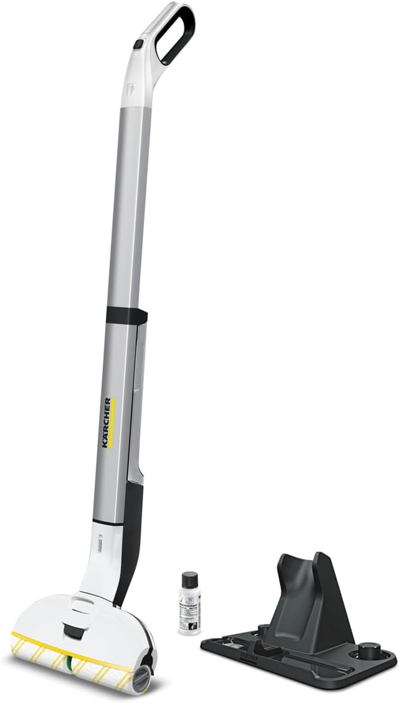 Kärcher EWM 2 Electric Wipe Mop, Cordless Floor Cleaner with 2 Rotating Microfibre Rollers, Battery Running Time: approx. 20 min, Area Performance per Battery Charge: approx. 60 m²