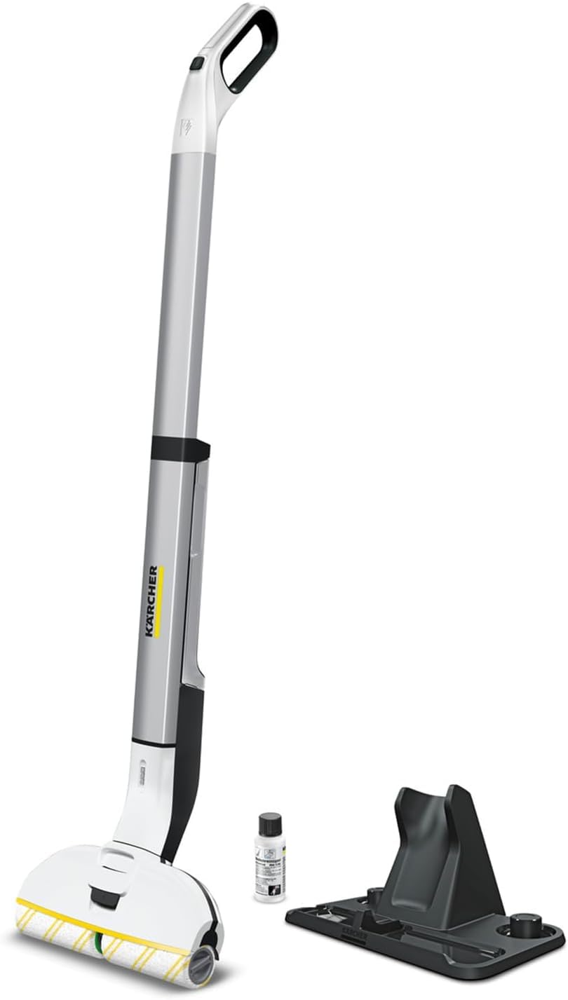 Karcher EWM 2 Electric Wipe Mop, Cordless Floor Cleaner with 2 Rotating Microfibre Rollers, Battery Running Time: approx. 20 min, Area Performance per Battery Charge: approx. 60 m²
