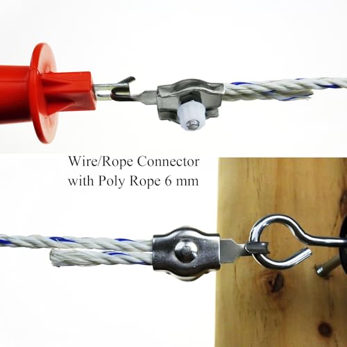 FenceMate 3 Packs Fence Gate Kit Containing Gate Anchors, Gate Handle, Wire/Rope Connectors, Warning Sign at Electric Fences or Wire Fence for Animal, Farm, Garden, Sport, Security