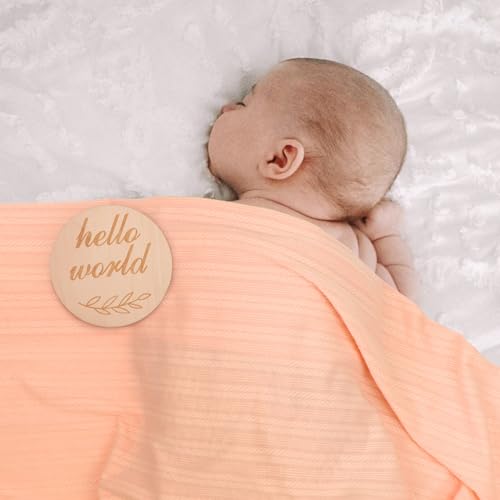 Image of AQOKKA Newborn Receiving Blanket with Bow Hat Mittens Wooden Card Set Wheat-Pattern Newborns Toddler Baby Boy Girl Nursery Swaddle Wrap