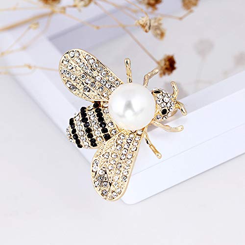 Image of Crystal Bee Pearl Brooches Exquisite Insect Bee Brooches Pins for Women