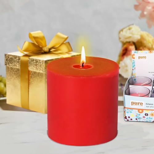 Image of Pure Source India Scented Pillar Candle (3X3 INCH) Decorative Candle for Living Room, Diwali Decor, Gifting, Spa & Meditation (Rose)