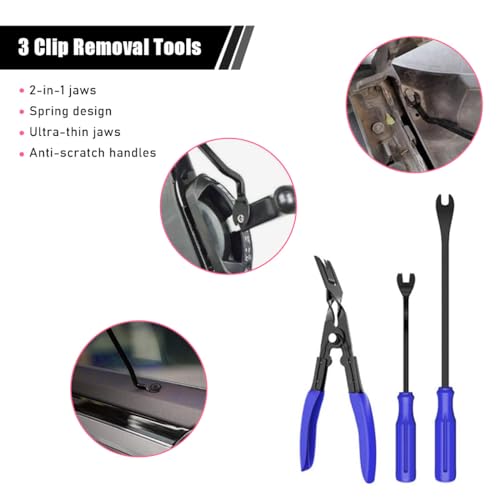 Image of 19PCS Trim Removal Tool Set, Car Panel Door Audio Trim Removal Tool Kit, Plastic Pry Tool Kit for Car Panel Dash Door Audio with Storage Bag, Universal Car Accessories (Blue)