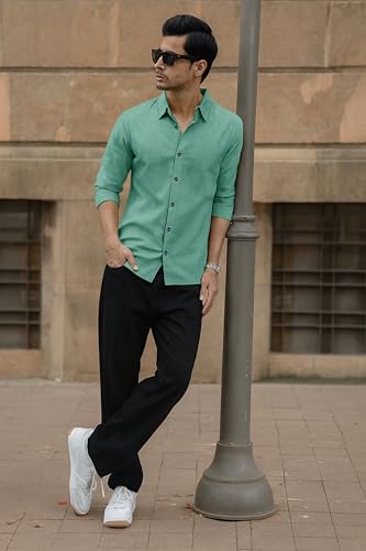 Image of Popcorn Textured Shirts for Men Green M