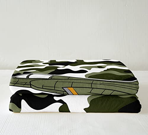 Camouflage Sherpa Blanket Camo Truck Tank Helicopter Teen Camo Green Fleece Throw Blanket Kids Boys Girls Army Vehicle Plush Blanket Transport Fuzzy Blanket for Sofa Bed,Double 60x79 Inch - Image 4
