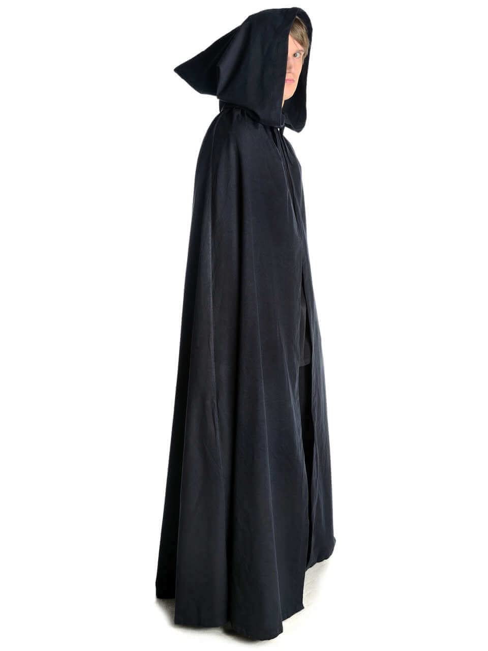 Hemad Men's Black Cape Medieval - Larp Cloak Hooded - Pure Strong Cotton