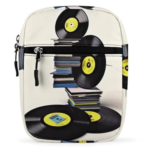 Personalized Small Crossbody Bag Water Resistant Messenger Bags Mini Vinyl Records And Tapes Printing SlingBag For Men Women