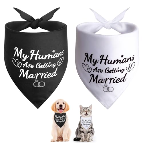 SZEE - SZEE Funny Wedding Gifts for Dog Lovers, 2 Pack Dog Wedding Outfit Bandanas, Amazing Engagement Gifts for Couples Who Own Pets, Ideal Presents for Bride and Groom, Hen Party, Engagement Decoration - S