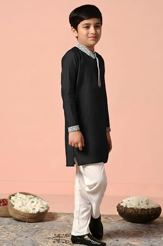 Image of Fashion Dream Boy's Chanderi Silk Embroidered Kurta Pajama Set|Boys Kurta Set|Kids Ethnic Set