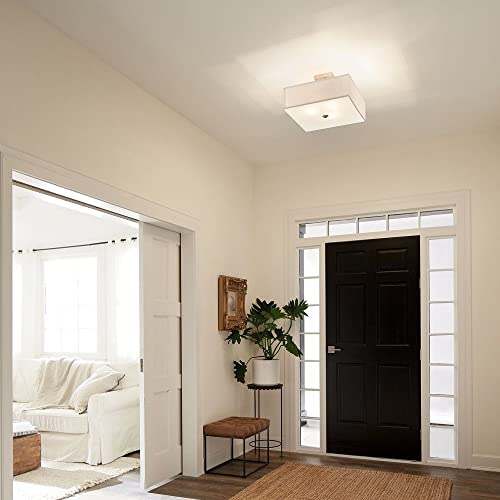 Kichler, Shailene 18" 3 Light Square Semi Flush with Satin Etched White Diffuser and White Microfiber Shade in Black, 43693BK by Kichler - Image 2