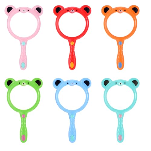 Lnngub 6 Pcs Magnifying Glass for Kids,5X Plastic Colorful Kids Magnifying Glass Hand Lens Mini Magnifier Glasses for Reading Science Class Outdoor Observation,6 Colors