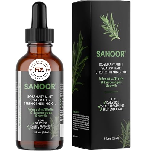 New SANOOR Rosemary Mint Scalp Hair Oil Infused Biotin Encourages Hair Growth | Healthier Stronger & Long Strands Silky Shinny| All Type & Texture | Styling Straight Waves Chemically Treated Hairs