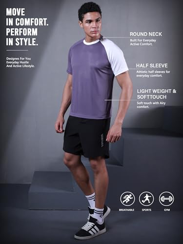 Image of CHKOKKO Gym Tshirt for Men Workout Regular fit t Shirt for man Breathable Dry fit Sports t Shirt Half Sleeve Activewear Round Neck Yoga and Running & Outdoor activites