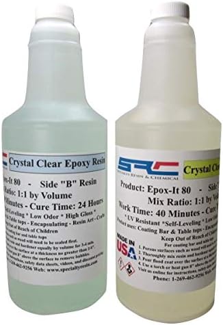 Crystal Clear Bar & Table Top Epoxy Resin For Coating Wood Tabletops (64 oz Kit)