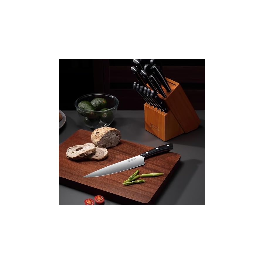 PAUDIN-Kitchen-Knife-Set-15-Piece-Knife-Set-with-Block-High-Carbon-German-Steel-Sharp-Knife-Set-for-Kitchen-Precision-Cutting-Triple-Riveted-Ergonomic-Handle-Lightweight-Durable-Black PAUDIN Kitchen Knife Set, 15-Piece Knife Set with Block, High Carbon German Steel Sharp Knife Set for Kitchen Precision Cutting, Triple Riveted Ergonomic Handle, Lightweight & Durable, Black