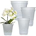 Cdd's Path 6-Pack Bare Root Planter Self Watering Pots Set with Holes for Indoor/Outdoor Plants, 2 Each of 5, 6 and 7 Inch Planter Pot with Watering Hole/Reservoir and Air Pipes, Clear