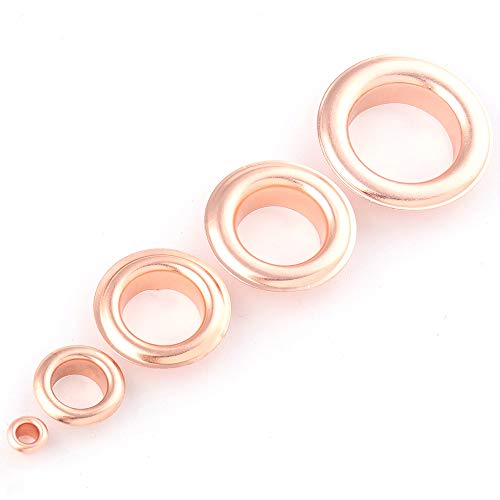 3-17mm Rose Gold Eyelets Grommets with washers Metal Grommets Rivets Metal Eyelets for Canvas Clothes Leather Craft Shoes Purse Accessories (17mm 100sets)