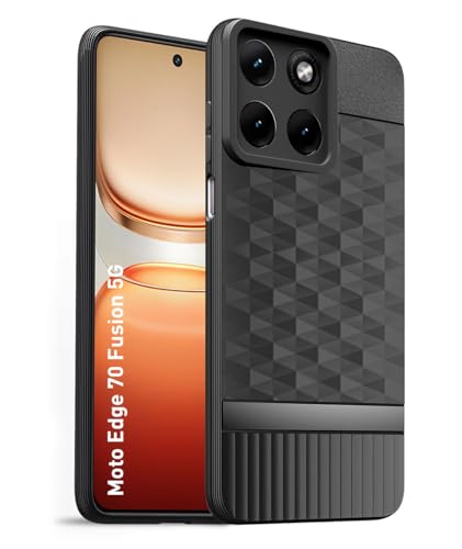 Image of Back Cover for Motorola Moto Edge 70 Fusion 5G Camera Protection 3D Hexa Cube Design Silicone Protective Bumper Back Case for Motorola Moto Edge 70 Fusion 5G - Black