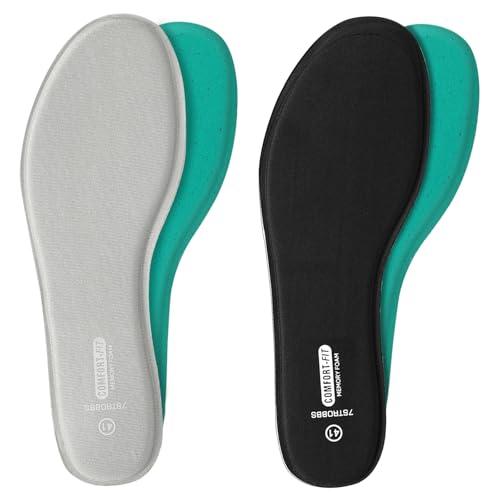 Image of 2 Pairs Memory Foam Insoles for Men,Replacement Cushion Shoe Inserts for Sneaker Work Boots Running Shoes,Shock Absorbing Comfort Inner Soles for Foot Pain Relief,US13