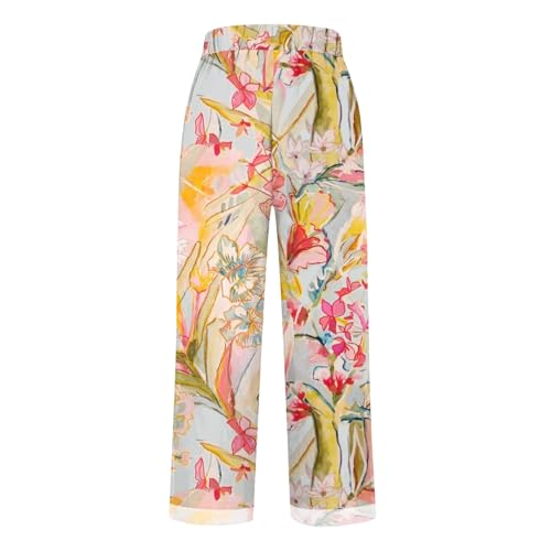 Women's Summer Drawstring Waist Pants Long Drawstring Linen Women Waist Cotton Casual Pants Summer Boho Wide Leg2