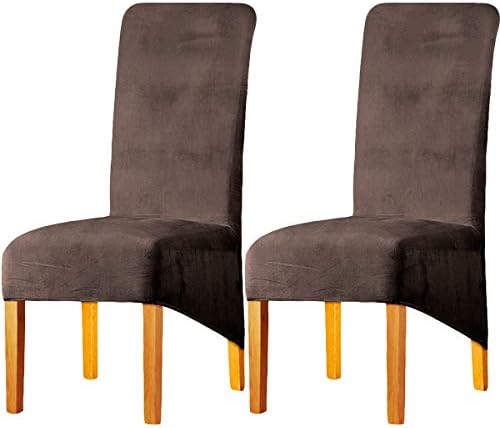 LANSHENG Stretchy Chair Covers for Dining Room Chairs,Stretch Spandex with Elastic Band Chaircover,Velvet Large Dining Chair Slipcovers for Restaurant Hotel Party Banquet (Mustard,6 Pack(M))
