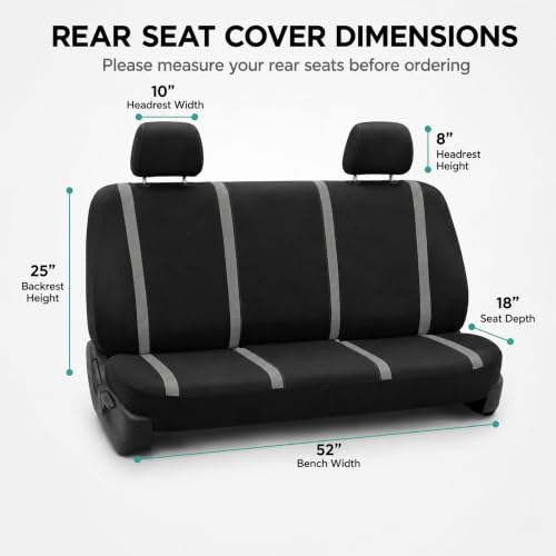 Image of FH Group Car Seat Covers Rear Set Cloth - Car Seat Covers with Removable Headrest,Universal Fit,Automotive SeatCovers,Washable Car SeatCover for SUV,Sedan,Van Gray