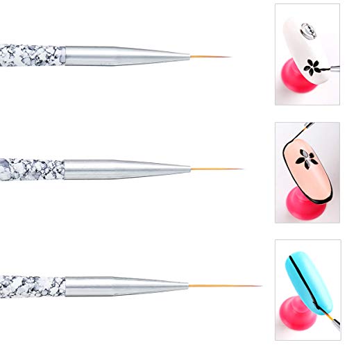 Tbestmax Professional Fine Nail Art Liner Brush Uv Gel Painting Acrylic Nail Brushes Striping Brushes For Short Strokes, Details, Blending, Elongated Lines 3 Pcs #TOP4
