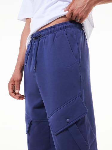 Image of Bewakoof Men's Fleece Super Loose Fit Joggers|Bewakoof Heavy Duty 1.0 | Track pants for man | Lower for man | Trouser for men | Baggy trackpants for men | Multipurpose | Mens Lower Activewear | Utility Pockets | Lightweight & Flexible Elastic Waist | Casual Joggers | Loose Fit