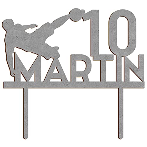 Decoración de cumpleaños personalizada, nombre del jugador de fútbol 19 x 18 cm, decoración de tarta de cumpleaños (plata) Cover