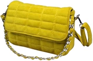 شنطة كتف كروس بناتى وحريمى - للخروجات اليوميه - حجم وسط بإكسسوار فضى - مقاس 15*25 - لون اصفر