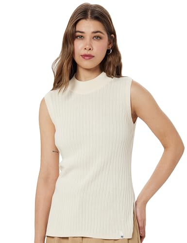 Image of BlissClub Move All Day Sleeveless Top, 100% Cotton,Turtleneck Collar,High Side Slits,Versatile