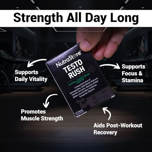 Image of NutraStore TestoRush Mini (Pack of 2) | Testosterone Supplement for Men | 10-Powerful Herbs | Ashwagandha, Safed Musli, Ginseng, Tribulus & Cordyceps | Energy, Vitality & Stamina | 20 Veg Tablets