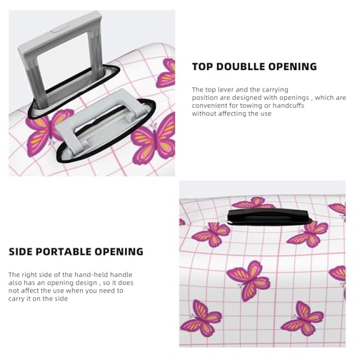 Retro Pink butterfly Grid Y2K 90s Travel Luggage Covers - Elasticity Suitcase Covers Protector for Luggage 18-32 Inch4