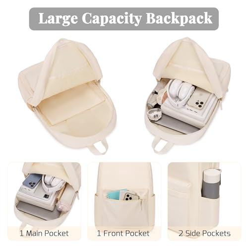 25L Classic Backpack,Durable Lightweight Water-Resistant Pack with Laptop Sleeve Fits 15.6 Inch,Casual Daypack Backpack for College,Beige - Image 3