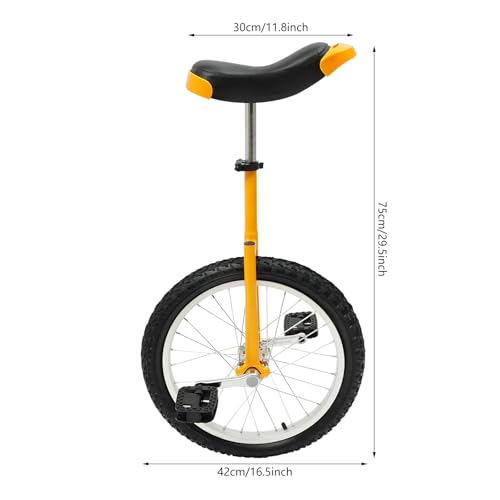 Image of 18inch Unicycle, Outdoor Adjustable Seat Height Sports Unicycle, Portable Thickened Steel Frame Balance Unicycle, W /Saddle & 2 Pedals, for Outdoor Sports Fitness Exercise