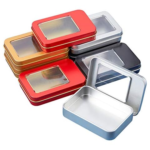 SUPERFINDINGS Caja de Almacenamiento de Hojalata con Ventana Transparente Cover