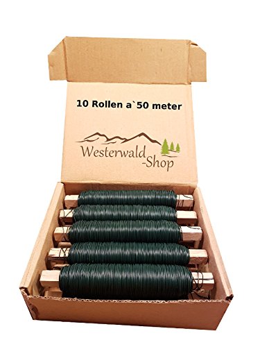 10 Rollen Wickeldraht Grün Kunststoffummantelt Blumendraht Bindedraht Bastel a` 50m Cover
