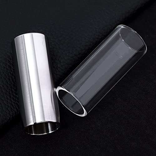 2 Stück Gitarre Slide Set Glas Slide und Edelstahl Slide Instrument Zubehör für E-Gitarre, Gitarre, Bass, Ukulele oder andere Saiteninstrumente